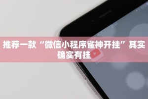 推荐一款“微信小程序雀神开挂”其实确实有挂