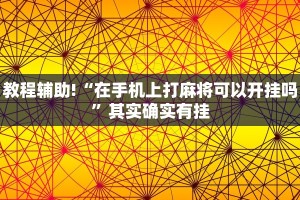 教程辅助!“在手机上打麻将可以开挂吗”其实确实有挂