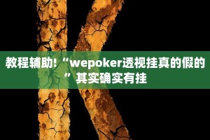 教程辅助!“wepoker透视挂真的假的”其实确实有挂