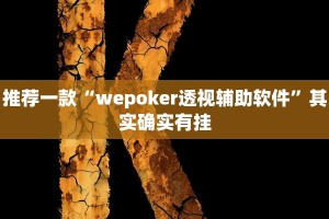 推荐一款“wepoker透视辅助软件”其实确实有挂
