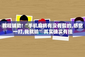 教程辅助!“手机麻将有没有假的,感觉一打,我就输”其实确实有挂