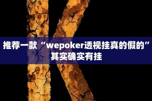 推荐一款“wepoker透视挂真的假的”其实确实有挂