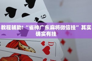 教程辅助!“雀神广东麻将微信挂”其实确实有挂