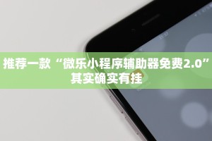 推荐一款“微乐小程序辅助器免费2.0”其实确实有挂