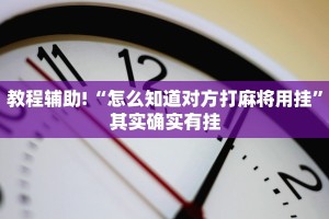 教程辅助!“怎么知道对方打麻将用挂”其实确实有挂