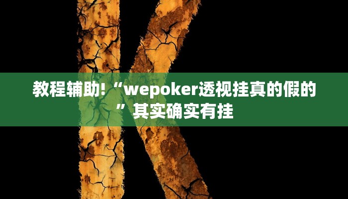 教程辅助!“wepoker透视挂真的假的”其实确实有挂